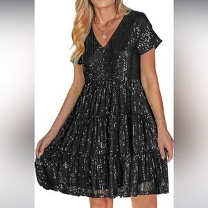 Cupshe Black Sequin Mini Dress